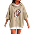 thumbnail image 1 of Womens Oversized Hoodie Weekend Tops With Pockets Gift Cute Hoodies Game Day Sweatshirts Long Sleeve Lounge Daily Outfit Plus Size Hooded Sunday Funday Shirt Rugby Shirt Comfort Hoodie Beige, 1 of 4