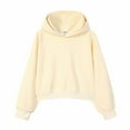 thumbnail image 1 of Womens Oversized Hoodies 2025 Cropped Hooded Heavyweight Drop Shoulder RLong Sleeve Casual 2025 Fall Trendy Outfits Beige, 1 of 2