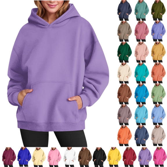 Womens Oversized Hoodies Casual Long Sleeve Fleece Sweatshirts Pullover Teen Girls Clothes Women Sweatshirts Ladies Tops with Pocket