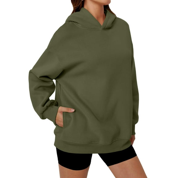 Womens Oversized Hoodies Comfy Sweatshirts Fall Fashion Outfits Casual Tops Fleece Clothes Army Green S