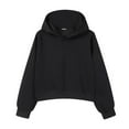thumbnail image 1 of Womens Oversized Hoodies Cropped Hooded Heavyweight Drop Shoulder RLong Sleeve Casual Winter Fashion Sweatshirts Black, 1 of 2