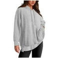 thumbnail image 1 of Womens Oversized Hoodies Dropped Pullover Sweatshirts with Side Pockets Trendy Drawstring Winter Fall Outfits (2XL, Gray), 1 of 7