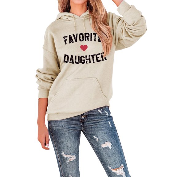 Womens Oversized Hoodies Fall Casual Heart Letter Print Long Sleeve Graphic with Pocket Hooded Pullover Sweaters