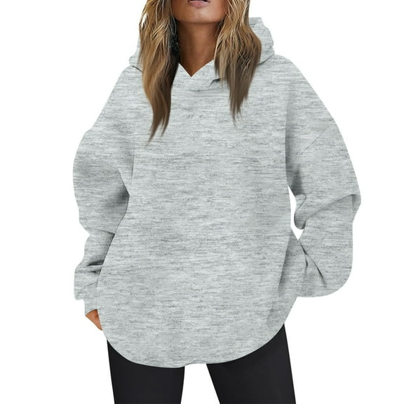 Womens Oversized Hoodies Fleece Hooded Sweatshirts Casual Comfy Tops Fall Fashion Outfits 2025 Cute Clothes with Pockets 09-Gray M