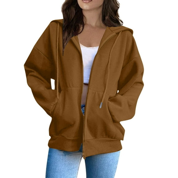 Womens Oversized Hoodies Fleece Loose Hooded Sweatshirt Fall Winter Jacket Trendy Clothes