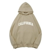 ZTGADU Womens Oversized Hoodies Fleece Sweatshirts California Letter Graphic Print Hoodies for Teen Girls,Womens Vintage Aesthetic Hooded Sweatshirt with Pocket Cute Preppy Loose Pullover Tops
