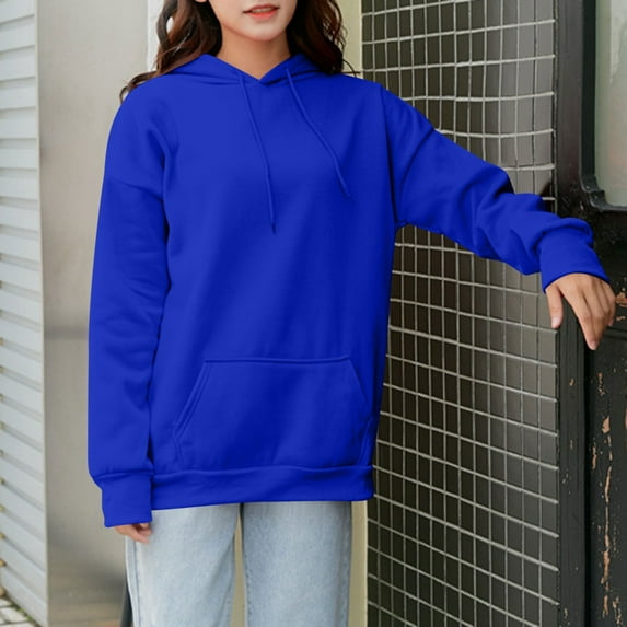Womens Oversized Hoodies Fleece Sweatshirts Ndbuld Women's Long Sleeved Hooded Sweatshirt Blue M
