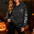thumbnail image 1 of Womens Oversized Hoodies Goth Y2K Halloween Floral Raven Skull Graphic Drawstring Hooded Sweatshirt Streetwear Holiday Pullover Tops Fall Winter Clothes with Kangaroo Pocket Black M, 1 of 4
