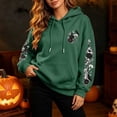 thumbnail image 1 of Womens Oversized Hoodies Goth Y2K Halloween Floral Raven Skull Graphic Drawstring Hooded Sweatshirt Streetwear Holiday Pullover Tops Fall Winter Clothes with Kangaroo Pocket Army Green L, 1 of 4