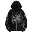 thumbnail image 1 of Womens Oversized Hoodies Gothic Butterfly Zip Up Hooded Jacket Warm Fleece Lined Pullover Sweaters Black, 1 of 3