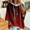 thumbnail image 1 of Womens Oversized Hoodies Gradient Printed 3/4 Sleeve Hooded Pullover Sweatshirt Baggy Relaxed Fit Casual Fall Winter Daily Outfit Tops, 1 of 6