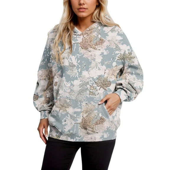 Womens Oversized Hoodies Jackets Casual Sweatshirts Camo Print Hoodie Long Sleeve Hooded Camouflage Maple Leaf Y19k Trendy Outfits