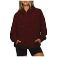 thumbnail image 1 of Womens Oversized Hoodies Long Sleeve Drawstring Lightweight Hooded Sweatshirt Casual Loose Pullover Tops, 1 of 5