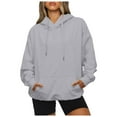 thumbnail image 1 of Womens Oversized Hoodies Long Sleeve Drawstring Lightweight Hooded Sweatshirt Casual Loose Pullover Tops, 1 of 5