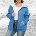thumbnail image 1 of Womens Oversized Hoodies Ndbuld Women's Fashion Large Size Solid Color Zipper Hooded Plus Velvet Thickened Sweater Drop Shoulder Long Sleeve Jacket Blue L, 1 of 9