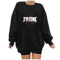 thumbnail image 1 of Womens Oversized Hoodies Ndbuld Women's Printed Off Shoulder Hoodless Sweatshirt With Round Neck And Long Sleeved Top Black S, 1 of 3