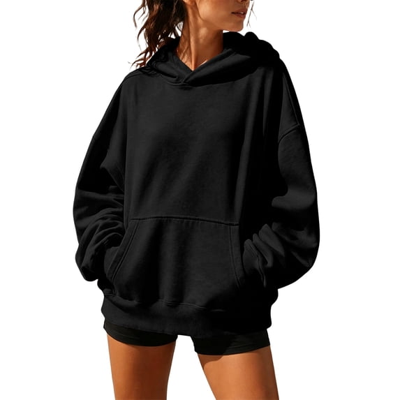 Womens Oversized Hoodies Satin lined Hoodies Oversized Sweatshirt Fall Sweaters Casual Y2K Jacket Clothes, L