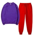 thumbnail image 1 of Womens Oversized Hoodies Set Casual Solid Crew Neck Long Sleeves Pullover Purple Fall Fashion Sweatpants with Pockets S-3XL, 1 of 6