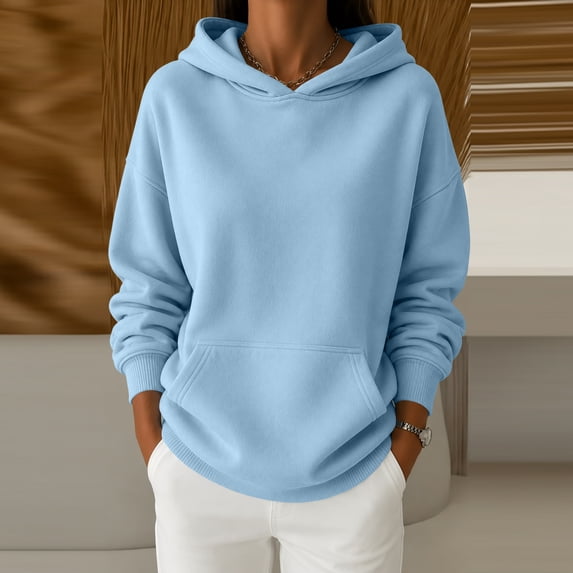 Womens Oversized Hoodies Sweatshirts Fall Long Sleeve Kangaroo Pocket Drop Shoulder Sweater M
