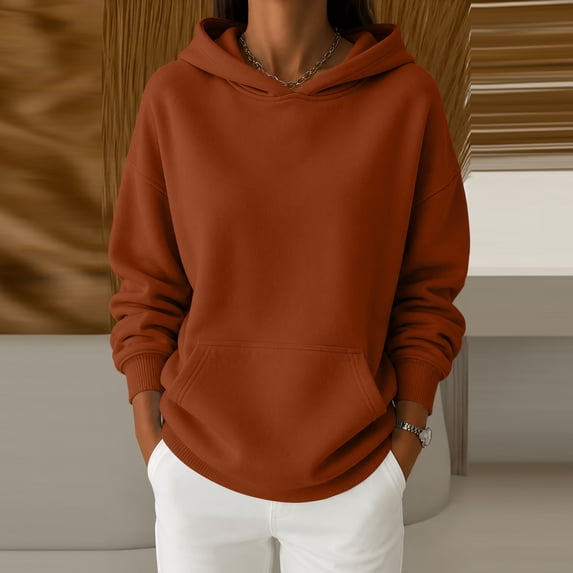 Womens Oversized Hoodies Sweatshirts Fall Long Sleeve Kangaroo Pocket Drop Shoulder Sweater XL