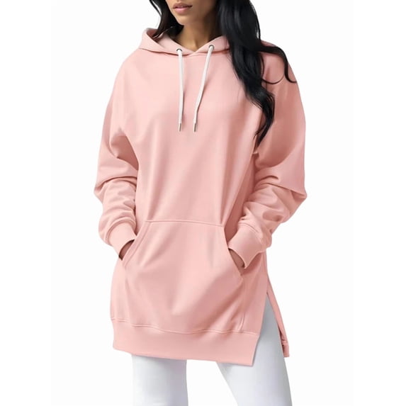 Womens Oversized Hoodies Sweatshirts Long Sleeve Pullover with Pocket Fall Winter Outfits Y2k Clothes Pink S