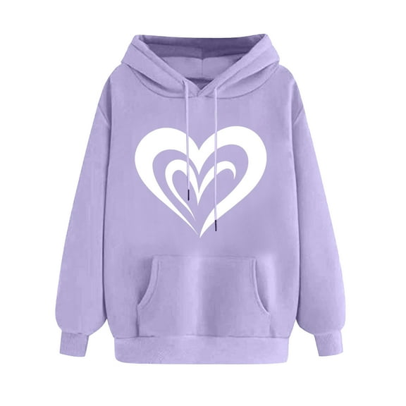 Womens Oversized Hoodies Sweatshirts for Valentines Cute Heart Pullover Long Sleeve Hooded Clothing