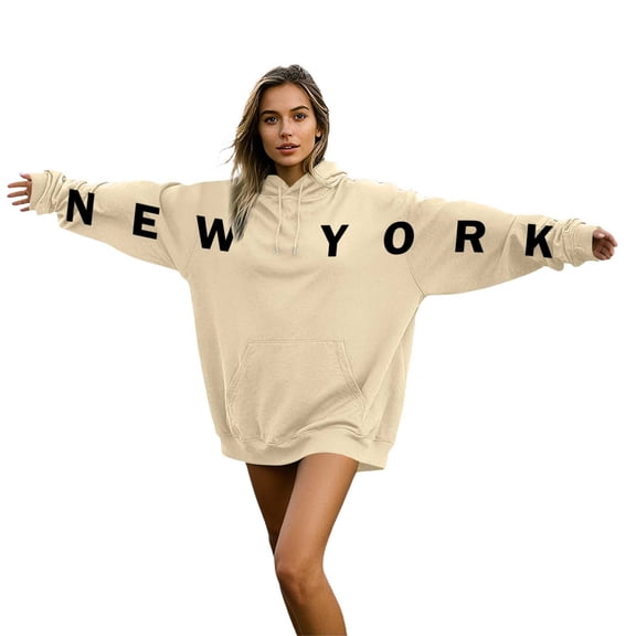 Womens Oversized Hoodies Unisex Couples New York Letter Print Long Sleeve With Pocket Couple Matching Workout Hooded Sweatshirts