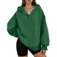 thumbnail image 1 of Womens Oversized Hoodies V Neck Sweatshirts Long Sleeve Pullover Loose Clothes 2025 Fall Trendy Tops Green L, 1 of 7