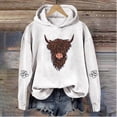 thumbnail image 1 of Womens Oversized Hoodies Vintage Highland Cow Head Graphic Hooded Sweatshirt Drop Shoulder Streetwear Casual Pullover Tops Fall Winter Clothes White 3XL, 1 of 3