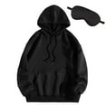 thumbnail image 1 of Womens Oversized Hoodies with Eye Mask Drawstring Hooded Pullover Sweatshirt Tops Solid Comfy Fall Travel Outfits (2XL, Black), 1 of 3