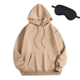thumbnail image 1 of Womens Oversized Hoodies with Eye Mask Drawstring Hooded Pullover Sweatshirt Tops Solid Comfy Fall Travel Outfits (2XL, Khaki), 1 of 3
