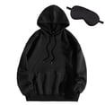 thumbnail image 1 of Womens Oversized Hoodies with Eye Mask Drawstring Hooded Pullover Sweatshirt Tops Solid Comfy Fall Travel Outfits (M, Black), 1 of 3