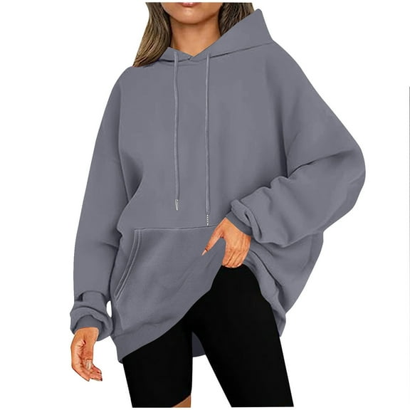 Womens Oversized Hoodies with Front Pocket Cotton Fleece Lined Winter Fall Casual Pullover Top Hooded Sweatshirt (2XL, Dark Gray)