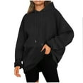 thumbnail image 1 of Womens Oversized Hoodies with Front Pocket Cotton Fleece Lined Winter Fall Casual Pullover Top Hooded Sweatshirt (S, Black), 1 of 6