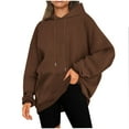 thumbnail image 1 of Womens Oversized Hoodies with Front Pocket Cotton Fleece Lined Winter Fall Casual Pullover Top Hooded Sweatshirt (XL, Brown), 1 of 6