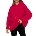 thumbnail image 1 of Womens Oversized Hoodies with Front Pocket Cotton Fleece Lined Winter Fall Casual Pullover Top Hooded Sweatshirt (XL, Red), 1 of 6