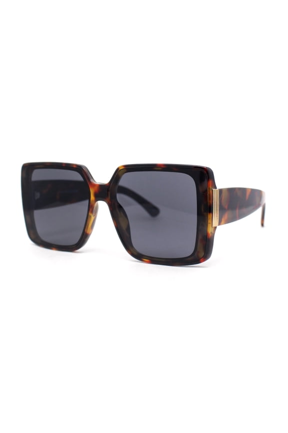Womens Oversized Inset Lens Rectangular Plastic Chic Butterfly Sunglasses Tortoise - Black