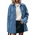 thumbnail image 1 of Womens Oversized Jean Jacket Casual Button Up Denim Overshirt Trendy Long Sleeve Denim Jacket Coat, 1 of 9