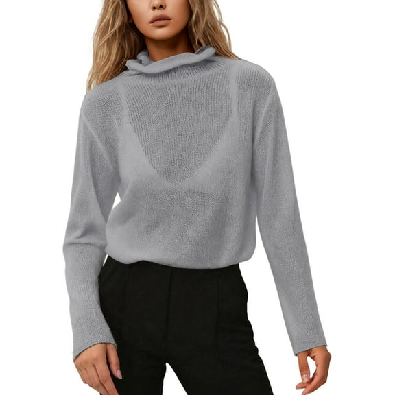 Womens Oversized Knit Sweater Soft Yarn Long Sleeve Openwork Pullover Top Casual Loose Fit Comfortable Tunic Blouse