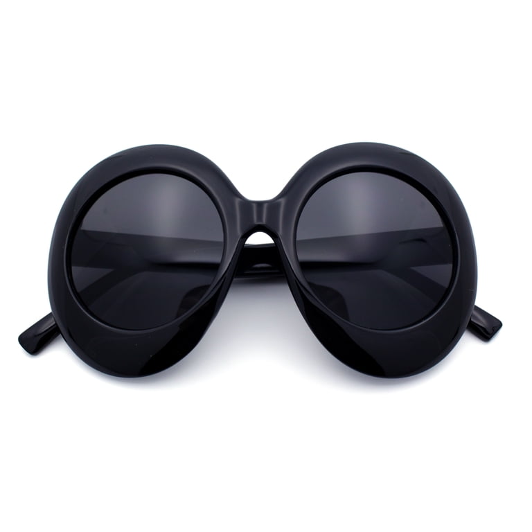 Black Retro Round Oversized Sunglasses New with Case OVERSIZED EXAGGERATED Vintage Retro SUNGLASSES Large Big  main image 3