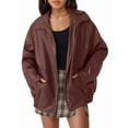 thumbnail image 1 of Womens Oversized Leather Jackets Faux Suede Fall Fashion Coats Winter Outfits Clothes Y2k Red XXL, 1 of 6