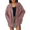 thumbnail image 1 of Womens Oversized Leather Jackets Faux Suede Fall Fashion Coats Winter Outfits Clothes Y2k Tops Dark Pink XXL, 1 of 6