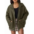thumbnail image 1 of Womens Oversized Leather Jackets Faux Suede Fall Fashion Motorcycle Coats Winter Outfits Clothes Y2k Tops  Green L, 1 of 6