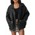 thumbnail image 1 of Womens Oversized Leather Jackets Faux Suede Fall Fashion Coats Winter Outfits Clothes Y2k Tops, 1 of 7