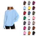 thumbnail image 1 of Womens Oversized Long Sleeve T-shirts Crew Neck Comfortable Shirts Fall Fashion Tops Casual Basic Layering Tee, 1 of 7