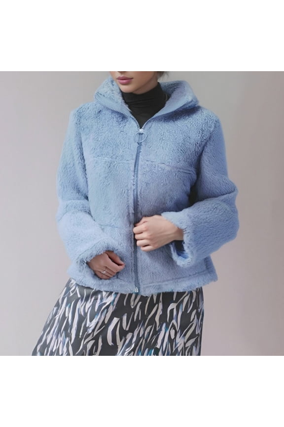 Womens Oversized Long Sleeve Zip Up Fuzzy Crop Winter Teddy Coat Thermal Short Jacket No Kvetching Ladies Jacket Soft Front Zip Turtleneck Sweatshirt Womens Cold Weather Gear Casual Wrap Jacket Women