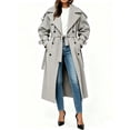 thumbnail image 1 of Womens Oversized Long Trench Coat Double Breasted Lapel Windproof Overcoat with Belt, 1 of 6