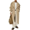 thumbnail image 1 of Womens Oversized Long Trench Coat Double Breasted Lapel Windproof Overcoat with Belt, 1 of 4