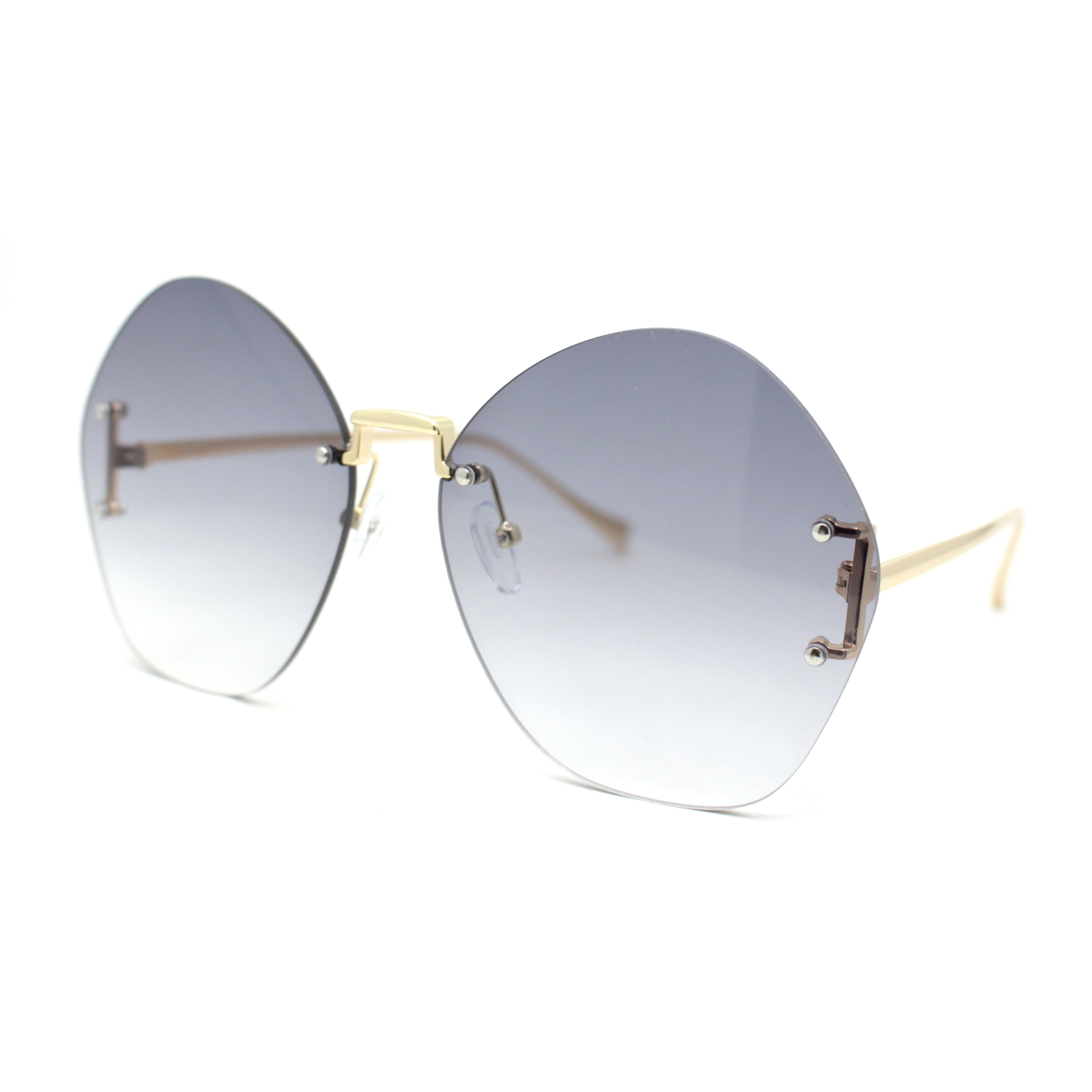 Womens Oversized Metal Frame Rimless Butterfly Glam  display picture 1