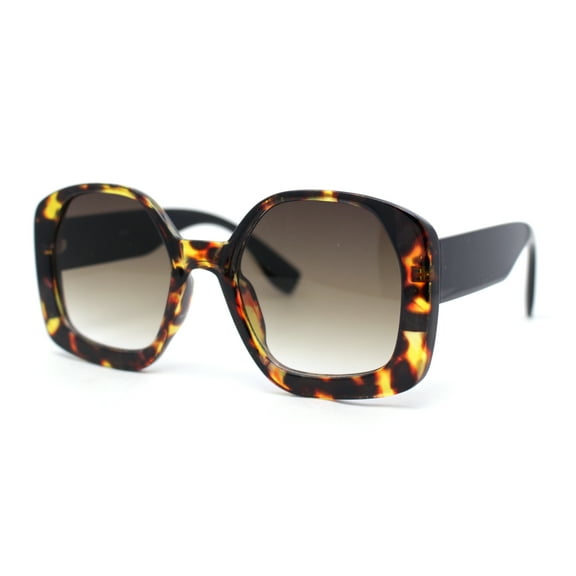 Womens Oversized Mod Butterfly Designer Fashion Plastic Sunglasses Tortoise Black - Brown